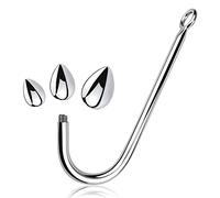 SXOVO Gancio Anale Gancio Anale per Bondage 24 cm con 3 sfere intercambiabili Ø 26,5 mm, 34 mm, 40 mm Gancio Butt plug in Metallo con sfera in Acciaio (Piccolo + Medio + Grande)