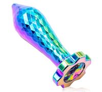SXOVO Plug Anale Metallo Butt Plug Cyberpunk con Coda di Diamante Analesex Toy per Massaggio Prostata e Masturbazione Anale Toys Sessuali per Donna Uomini (L)