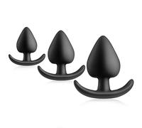 SXOVO plug anale plug anale set da 3 pezzi, plug anale in silicone medio grande extra large plug anale per donne e uomini dildo anale nero giocattoli sessuali per principianti e utenti avanzati