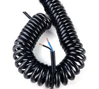 SXPXP Cavo a Spirale telescopico, Cavo di Alimentazione Nero a 2 conduttori, a Molla, a 24AWG 20AWG 17AWG 14AWG, espandibile da,5 a 7, Metri(2 Core 20AWG,Line Length 7.5 Meter)