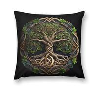 SXQCKJ Federa per Cuscino con Albero della Vita Vichingo, Federa Decorativa Quadrata, Federa per Cuscino per Letto, Divano, Auto(Style2,45 * 45cm(18in*18in))