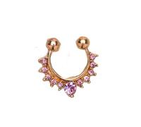 SXQCKJ Gioielli per Il Setto Nasale Non Piercing, Undici Pietre CZ, Clip Multi Gemma Su Finto Anello(Golden pink diamond)