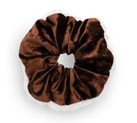 SXQLYH Elastico per capelli in velluto per scrunchie in pizzo, grande fascia elastica per capelli, spessa, morbida, comoda, per coda di cavallo, per capelli lunghi e spessi (marrone)