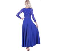 SXRLOZ Abito da Ballo da Donna a Maniche Lunghe in Pizzo, Abiti da Ballo con Gonna Latina Pratica la Competizione di Abiti da Ballo da Sala Senza intoppi(Royal Blue,L)