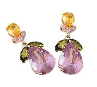SXRQ Colorful Zirconia Jewelry Set Moderno Zircone Foglia Goccia Disegni Collana Orecchini Accessori Dei Monili Per Evento Colorato Zircon Collana, Misura unica, come descritto, come descritto