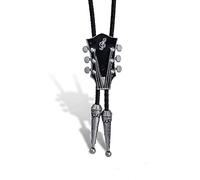 SXRQ Moranse Bolo Tie Western Gaitar Cowboy Pelle Cravatta Gaitar Musica Collana Cowboy Western Bolo Tie, Zinco Antico Nero D, Taglia unica
