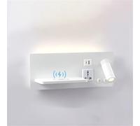 SXSaelciun Applique a LED da Comodino per Interni, con Ricarica Wireless e Porta USB/Tipo C. Raffinata Lampada da Parete con faretti girevoli a 350° per Soggiorno di Hotel (Destra, 1 confezio