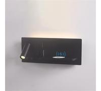 SXSaelciun Applique a LED da Interno, Comodino, Applique con Ricarica Wireless e Porta USB/Tipo C. Raffinata Lampada da Parete con faretti girevoli a 350° per Soggiorno di Hotel (Nero sinistr