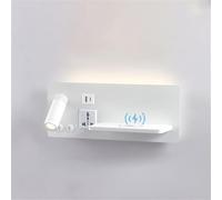 SXSaelciun Applique a LED da Interno, Comodino, con Ricarica Wireless, con Porta USB/Tipo C. Raffinata Lampada da Parete con faretti girevoli a 350° per Soggiorno di Hotel (Sinistra, 1 confez