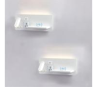 SXSaelciun Applique a LED per Interni, Comodino, Applique con Ricarica Wireless e Porta USB/Tipo C. Raffinata Lampada da Parete con faretti girevoli a 350° per Soggiorno di Hotel (Sinistra, 2