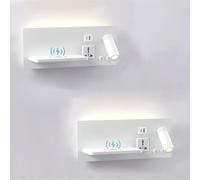 SXSaelciun Applique a LED per Interni, Comodino, Ricarica Wireless, con Porta USB/Tipo C. Raffinata Lampada da Parete con faretti girevoli a 350° per Soggiorno di Hotel (Destra, 2 Confezioni)