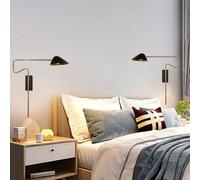 SXSaelciun Applique a LED per Interni e G9 Vintage Industrial Squisita Lampada da Parete con Braccio orientabile Applique in Metallo Nero Girevole Camera da Letto Soggiorno Ristorante (Nero O