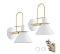 SXSaelciun Applique da Parete a LED Mid Century Modern a Batteria per Camera da Letto, Set di 2 lampade da Parete Ricaricabili a LED con Telecomando, Stile Industriale, Senza Fili, testiera d
