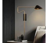 SXSaelciun Applique da Parete a LED per Interni G9, squisita Lampada da Parete con Braccio Girevole Regolabile, Stile Vintage Industriale per Soggiorno, Camera da Letto, Ufficio (Nero e Oro,