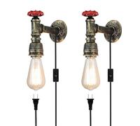 SXSaelciun Applique da Parete a LED per Interni, Stile retrò, Industriale, squisita Lampada da Parete Vintage da Comodino, in Metallo, a Forma di Tubo dell'Acqua, per Camera da Letto, fattori