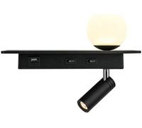 SXSaelciun Applique da Parete per Interni, Lampada da Lettura Nera con 2 interruttori e 1 Porta USB, Lampada da Parete a LED Rettangolare Regolabile, faretto 3000K in Alluminio per Camera da