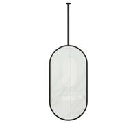 SXSaelciun Elegante Specchio Ovale Nero da soffitto, Specchio da Parete con Cornice in Metallo per mobiletto del Bagno e Trucco, Elegante Decorazione in Vetro Galleggiante per Soggiorno, Came