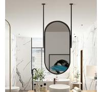 SXSaelciun Nero con Struttura in Metallo, Specchio da Parete a Soffitto Specchi da Trucco per la Casa o l'Hotel Moderno Decorativo, Vetro Galleggiante (Dimensioni: 50cmx60cm)
