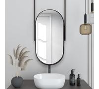 SXSaelciun Nero per Parete, Specchio da Parete Ovale da Appendere al Soffitto Specchi Decorativi Sospesi a Boom per Camere da Letto Comò Vanity Trucco (Dimensioni: 40cmx60cm)