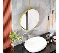 SXSaelciun Specchio Rotondo da soffitto Dorato, specchi da toeletta da Parete, Specchio Decorativo per Trucco e Cosmetici, con Cornice in Metallo, Vetro HD e rasatura a Braccio per