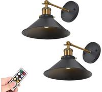 SXSCARKX 2 Applique da Parete Vintage, alimentate a Batteria con Telecomando Wireless, lampade industriali Regolabili a 240 Gradi per ristoranti, gallerie, corridoi, cucine, stanze e Ingres