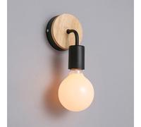 SXSCARKX Applique da Parete Europea, Lanterna Creativa in Ferro battuto, Moderna e Minimalista, per Specchio da Bagno, Lampada E27, Applique nordica da Comodino in Legno.