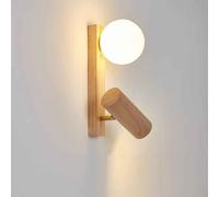 SXSCARKX Applique da Parete per Comodino, a LED orientabile, dal Design Creativo, Minimalista, Moderna, in Legno. per Uso Interno in Camera da Letto con Paralume in Acrilico, Soggiorno, Sca
