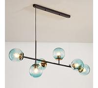 SXSHEYS Modern Glass Globe Lighting 6 luci Mid Century Industrial SXSHEYSs Lampada a Sospensione lineare da soffitto in Metallo con Paralume a Sfera per Soggiorno in Stile Rustic