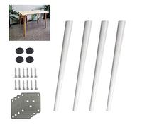 SXSHEYS Set di 4 Gambe in Legno massello di Rovere per Tavolo da Pranzo, Sedia, Divano - Design affusolato Bianco da 70 cm con Accessori, Ideale per rinnovare l'arredamento della casa.