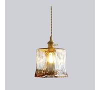 SXSKPP Lampada a Sospensione in Vetro soffiato Color Ambra, Piccola Lampada a Sospensione da soffitto per Isola Cucina, Illuminazione Industriale in Ottone, Antica, Vintage, Camera da Let