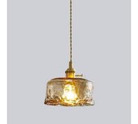 SXSKPP Lampada a Sospensione in Vetro soffiato Color Ambra, Piccola Lampada a Sospensione da soffitto per Isola Cucina, Illuminazione Industriale in Ottone, Antica, Vintage, Camera da Let