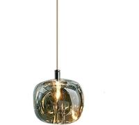 SXSKPP Lampada a Sospensione Rotonda Ambra, Moderna Lampada a Sospensione di Lusso in Cristallo G4 di metà secolo, per Isola Cucina, Studio, Soggiorno, Bar (Cenere di Sigaretta)