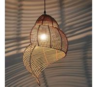 SXSKPP Lampadari a Sospensione in Rattan, Illuminazione da soffitto Boho in Conchiglia Intrecciata a Mano, Paralume per Lampada a Sospensione costiera in Stile Fattoria per Isola c