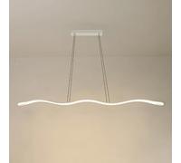 SXSKPP Lampadario Creativo Moderno 31,4 Pollici Lungo lineare LED Lampada a Sospensione Cucina 36W dimmerabile Telecomando Oro Sala da Pranzo Bianco Nero Onda contemporanea Lampada