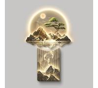 SXSKPP Scultura murale 3D, Dipinto paesaggistico Orientale Moderno con Illuminazione Integrata, per la Decorazione del Soggiorno.