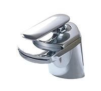 SXSLTSA Rubinetto da Bagno Moderno Nero, Miscelatore monocomando per lavabo, Design a Cascata in Ottone, Acqua Calda e Fredda, valvola in Ceramica e aeratore. Ideale per lavabo e Vasca.