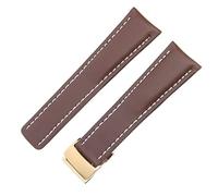 SXSWCH 22mm 24mm Vera Pelle Nero Marrone Cinturino Per Breitling Uomini Watch Strap Deployment Fibbia, 24mm, A