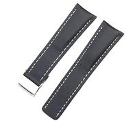 SXSWCH 22mm 24mm Vera Pelle Nero Marrone Cinturino Per Breitling Uomini Watch Strap Deployment Fibbia, 22mm, A