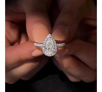 SXSWCH 925 Acqua in argento Sterling Guochi lacrima a forma di zircone cubico Proposta di ingaggio del matrimonio zircone anello anello diamantato goccia ad acqua a forma di