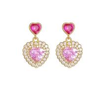 SXSWCH 925 Orecchini in Argento Sterling per Donne, Orecchini a Goccia cardiaca con Cristallo di Rose, Zirconia Scintillante Ascolta Orecchini pericolosi, Orecchini a Goccia per Borchie Dorata,