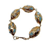 SXSWCH Braccialetti naturale blu larimar in oro oro a forma placcata in stile etnico fatto a mano per le donne