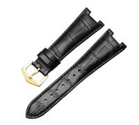 SXSWCH Cinta d'oro in pelle genuina per Patek Philippe 5711 5712G Waterproof Sweat-Sweature a prova di orologio con fibbia pieghevole concavo a prova di piegatura da 25 mm (colore: Black-Rose Gold-B,