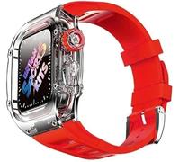 SXSWCH Custodia per orologi per ghiaccio con kit di modifica della cintura fluororubber ， per serie 8 7 45mm ， banda di copertina di orologi trasparenti ， per iwatch SE 6 5 4 44mm