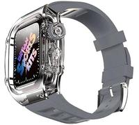SXSWCH Custodia per orologi per ghiaccio con kit di modifica della cintura fluororubber ， per serie 8 7 45mm ， banda di copertina di orologi trasparenti ， per iwatch SE 6 5 4 44mm