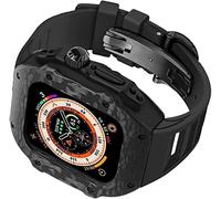 SXSWCH Custodia per orologio in fibra di carbonio+kit MOD cinturino da orologio in gomma , per SE 8/7/6/5/4 , Uomini 49 mm Casa di orologio in acciaio inossidabile intagliato Kit di sostituzione del