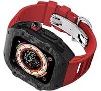 SXSWCH Custodia per orologio in fibra di carbonio+kit MOD cinturino da orologio in gomma , per SE 8/7/6/5/4 , Uomini 49 mm Casa di orologio in acciaio inossidabile intagliato Kit di sostituzione del