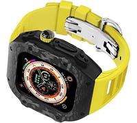 SXSWCH Custodia per orologio in fibra di carbonio+kit MOD cinturino da orologio in gomma , per SE 8/7/6/5/4 , Uomini 49 mm Casa di orologio in acciaio inossidabile intagliato Kit di sostituzione del