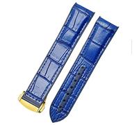 SXSWCH End curvate in pelle vera in pelle silicone di orologio per omega Seamaster 007 Bracciale per cinturino impermeabile al polso con fibbia pieghevole blu