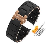 SXSWCH Fibbia in oro rosa del braccialetto di rosa del bracciale da polso a silicone in gomma per armani AR5905 AR5906 AR5919 AR5920 20 23 mm Cinturino da orologio (colore: chiusura in oro da 10 mm,