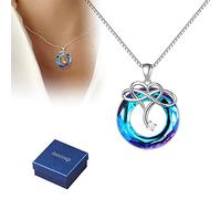 SXSWCH Girl Products for Love - S925 I Love You Fino a Quando l'infinito Non esaurisce la Collana a Infinito Cristallino, Set di Orecchini in Collana Blu, Set di Orecchini di Collana di Cristallo